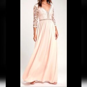 Lulu's Cream Lace and Pleated Dress